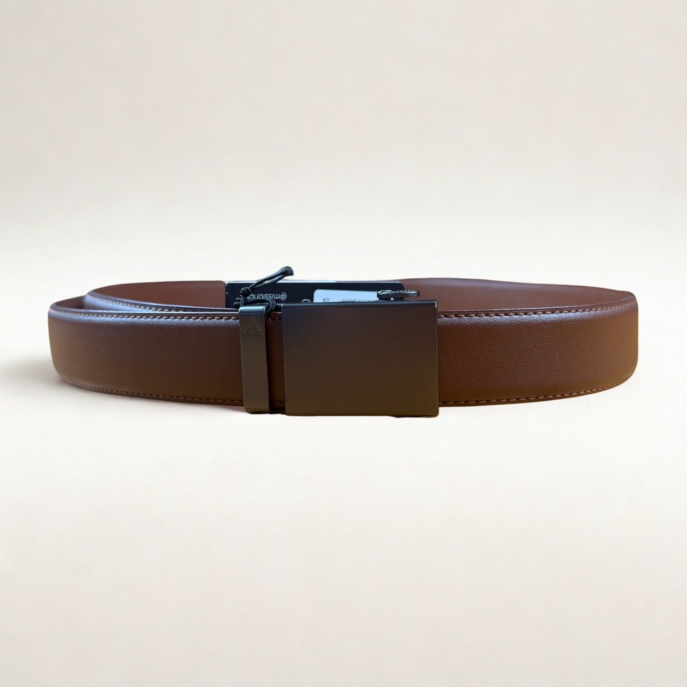 Mission Ratchet Belt Mens Adjustable Brown Gunmetal Mocha Custom Fit NWT